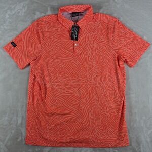 Sunday Swagger Polo Shirt Men's Large Orange Abstract Golf Hiking Stretch NWT